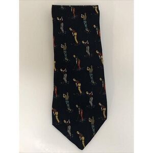 Vintage Golf Print Silk Necktie Made in USA Golfer